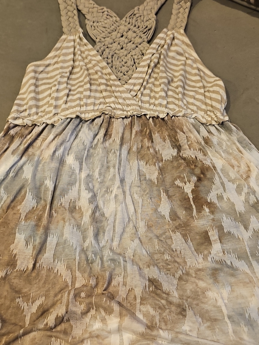 Daytrip Beige & Cream Braided-Back Tank Dress
